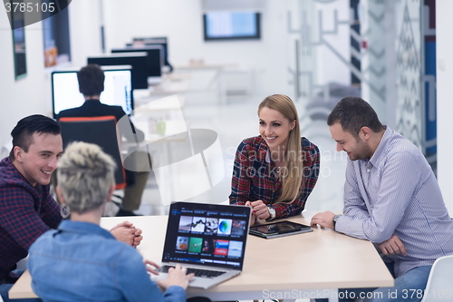 Image of startup business team on meeting at modern office