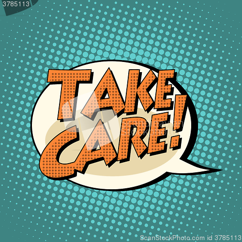 Image of take care comic book bubble text