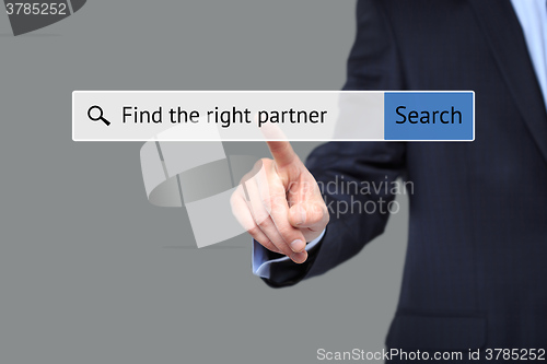 Image of man presses button - find the right partner.