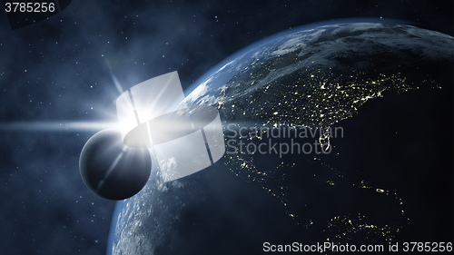 Image of earth with moon