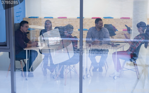 Image of startup business team on meeting at modern office