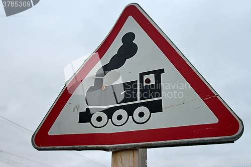 Image of  road sign  railroad crossing