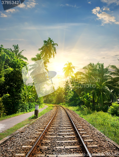 Image of Sundown over railroad