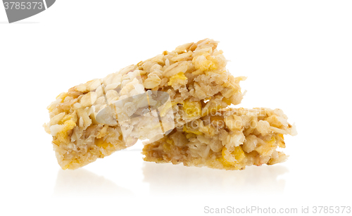 Image of Muesli bar with apple, nuts and sugar