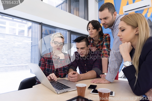 Image of startup business team on meeting at modern office