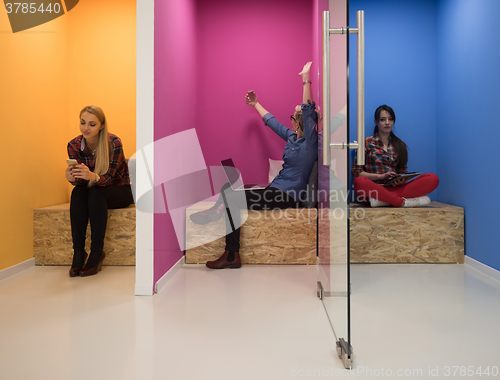 Image of group of business people in creative working  space