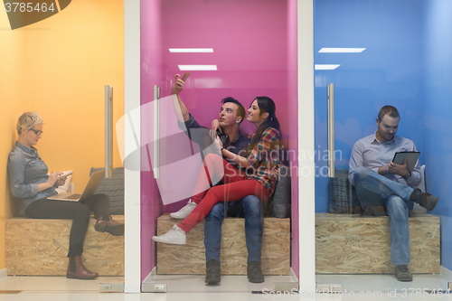 Image of group of business people in creative working  space