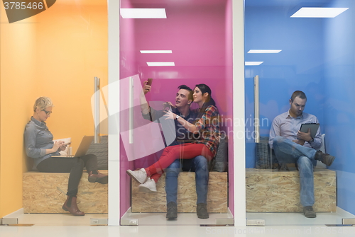 Image of group of business people in creative working  space