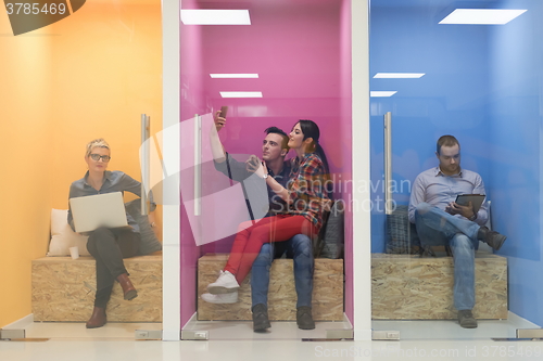 Image of group of business people in creative working  space