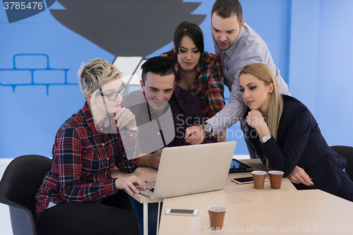 Image of startup business team on meeting at modern office