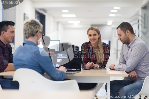 Image of startup business team on meeting at modern office