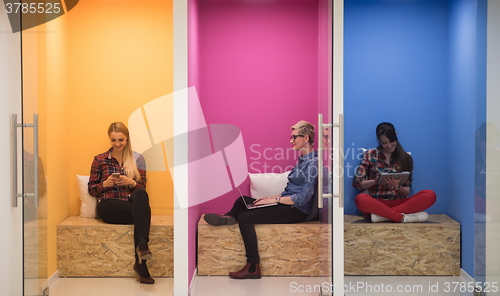 Image of group of business people in creative working  space