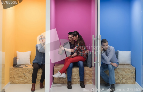 Image of group of business people in creative working  space