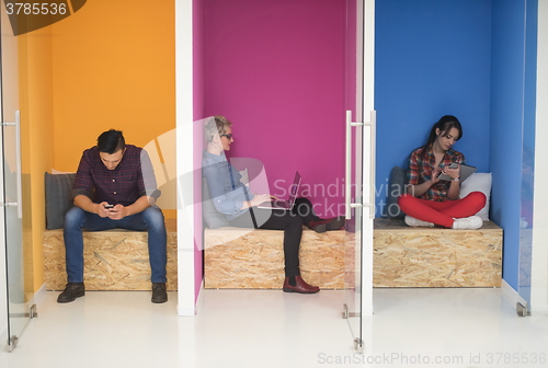 Image of group of business people in creative working  space