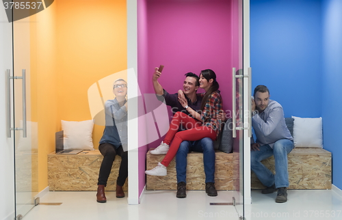 Image of group of business people in creative working  space