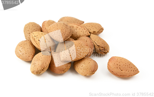 Image of Small heap of whole almonds in shells