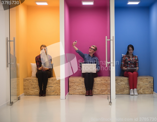 Image of group of business people in creative working  space