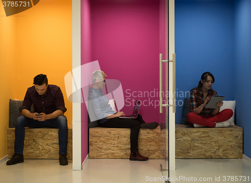 Image of group of business people in creative working  space