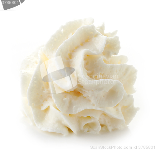 Image of whipped cream on white background