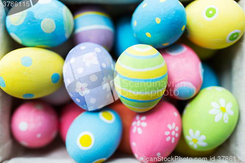 Image of close up of colored easter eggs