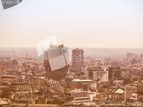Image of Retro looking Milan aerial view