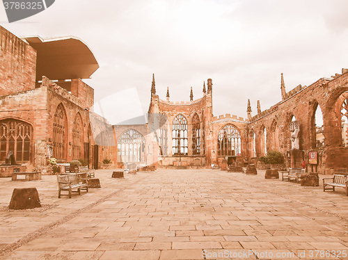 Image of Coventry Cathedral ruins vintage