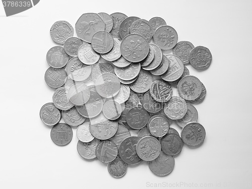 Image of Black and white Pound coins