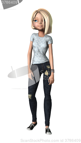 Image of Teenage Girl on White