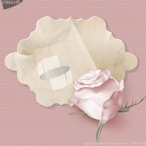 Image of Retro greeting card with pink rose. EPS 10