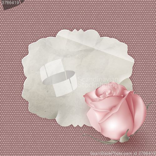 Image of Retro greeting card with pink rose. EPS 10