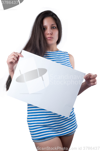 Image of Young Beautiful Adorable Woman in stripped vest