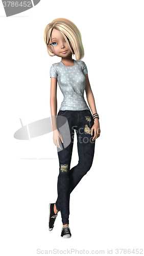 Image of Teenage Girl on White
