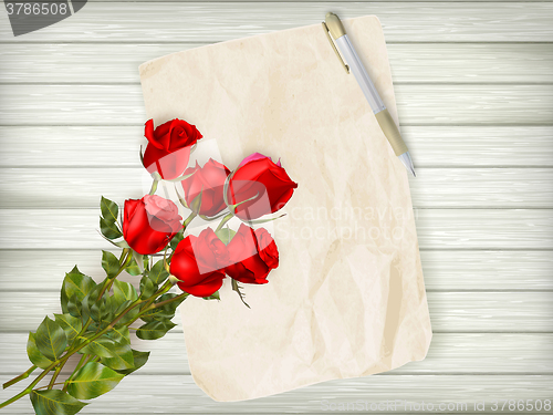 Image of Roses on wooden background. EPS 10