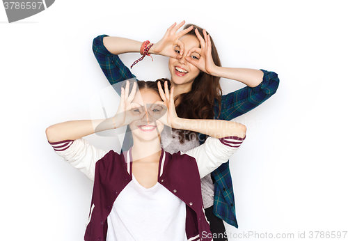Image of happy smiling pretty teenage girls having fun