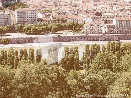Image of Retro looking Aerial view of Turin