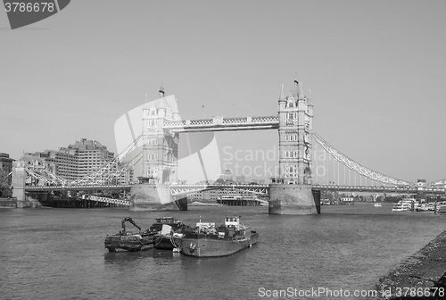 Image of Black and white Tower Bridge in London