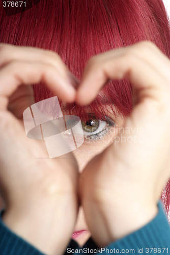 Image of woman shows heart