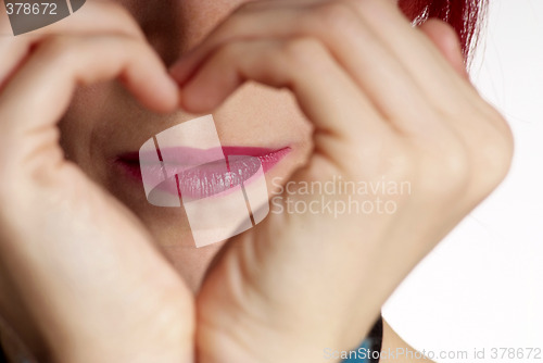 Image of woman shows heart