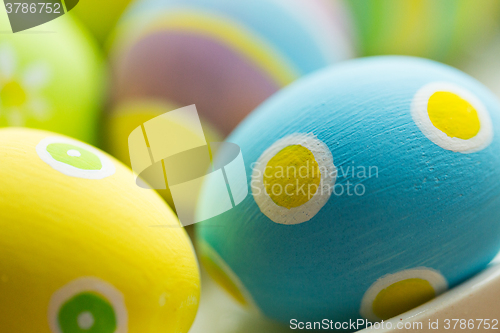 Image of close up of colored easter eggs