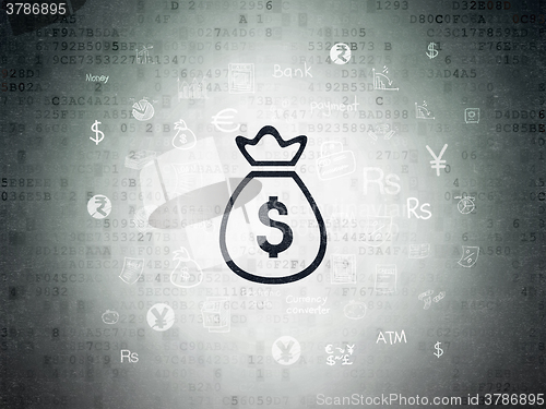 Image of Currency concept: Money Bag on Digital Paper background