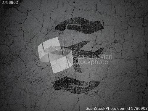 Image of Insurance concept: Airplane And Palm on grunge wall background
