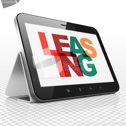 Image of Business concept: Tablet Computer with Leasing on  display