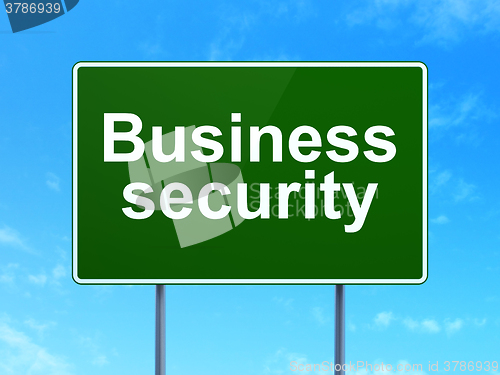 Image of Safety concept: Business Security on road sign background