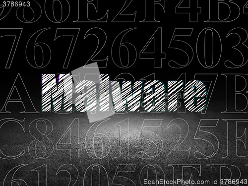 Image of Safety concept: Malware in grunge dark room