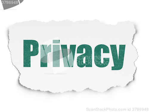 Image of Protection concept: Privacy on Torn Paper background