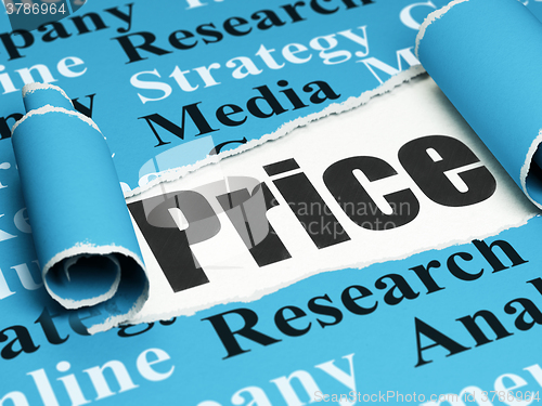 Image of Marketing concept: black text Price under the piece of  torn paper
