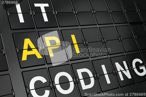 Image of Programming concept: Api on airport board background