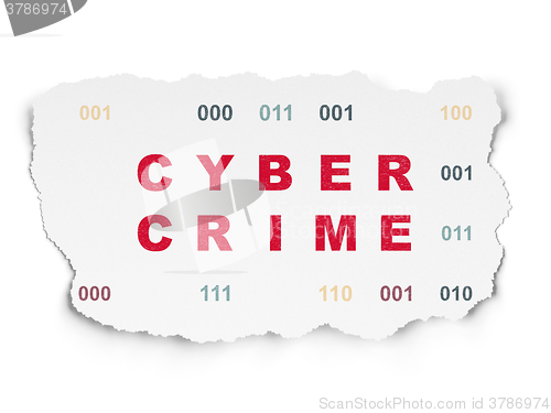 Image of Safety concept: Cyber Crime on Torn Paper background