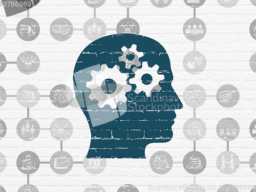 Image of Business concept: Head With Gears on wall background