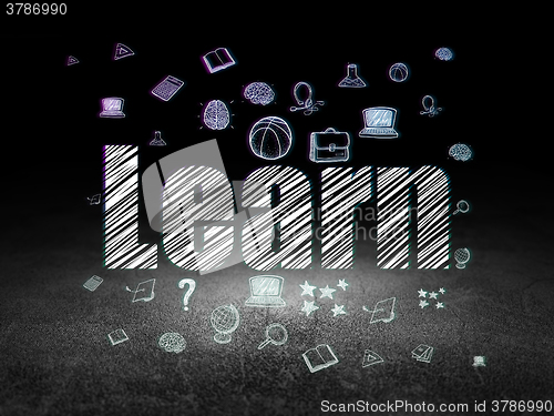 Image of Education concept: Learn in grunge dark room